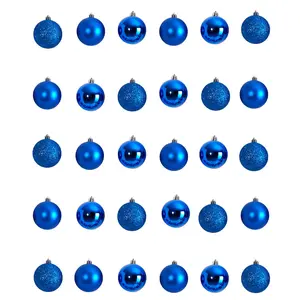 Holiday Christmas 30 Count 2.5” Shatterproof Ornament Set with Re-Useable Storage Container