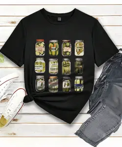 Can Printed Short Sleeve T-Shirt With Round Neckline, Suitable For Summer