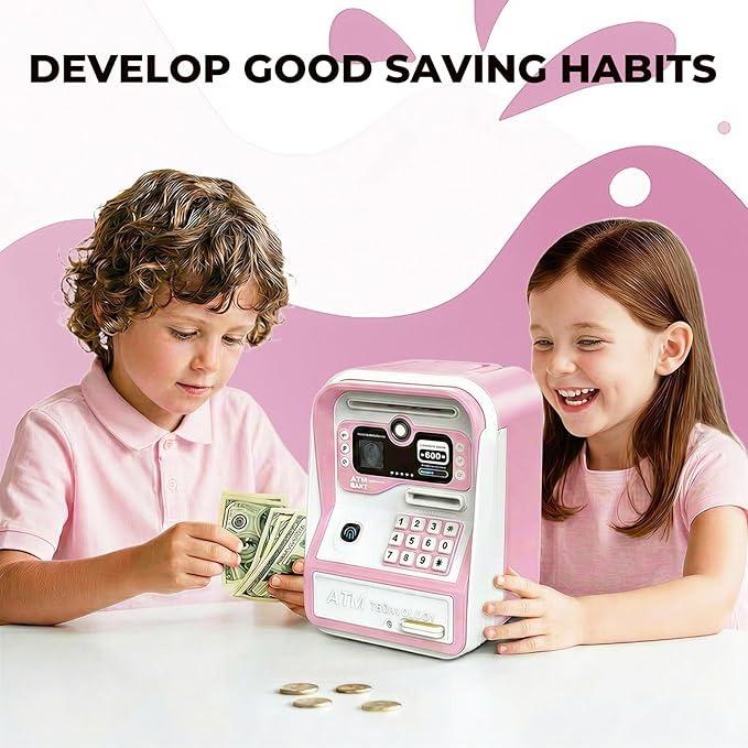 2026 New Electronic Code Lock Piggy Bank for Kids - Password-Protected, Auto Grab Bill Slot, Large Capacity Money Saving Box Fits All US Coins, Home Supplies Birthday Gift, Code Lock Piggy Banks