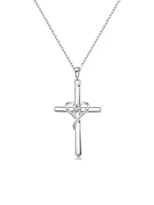 Elegant S925 Silver Blue Gemstone Cross Pendant Necklace, Plated 18k Gold, Perfect Birthday Gift for Girls, All-Season Wear