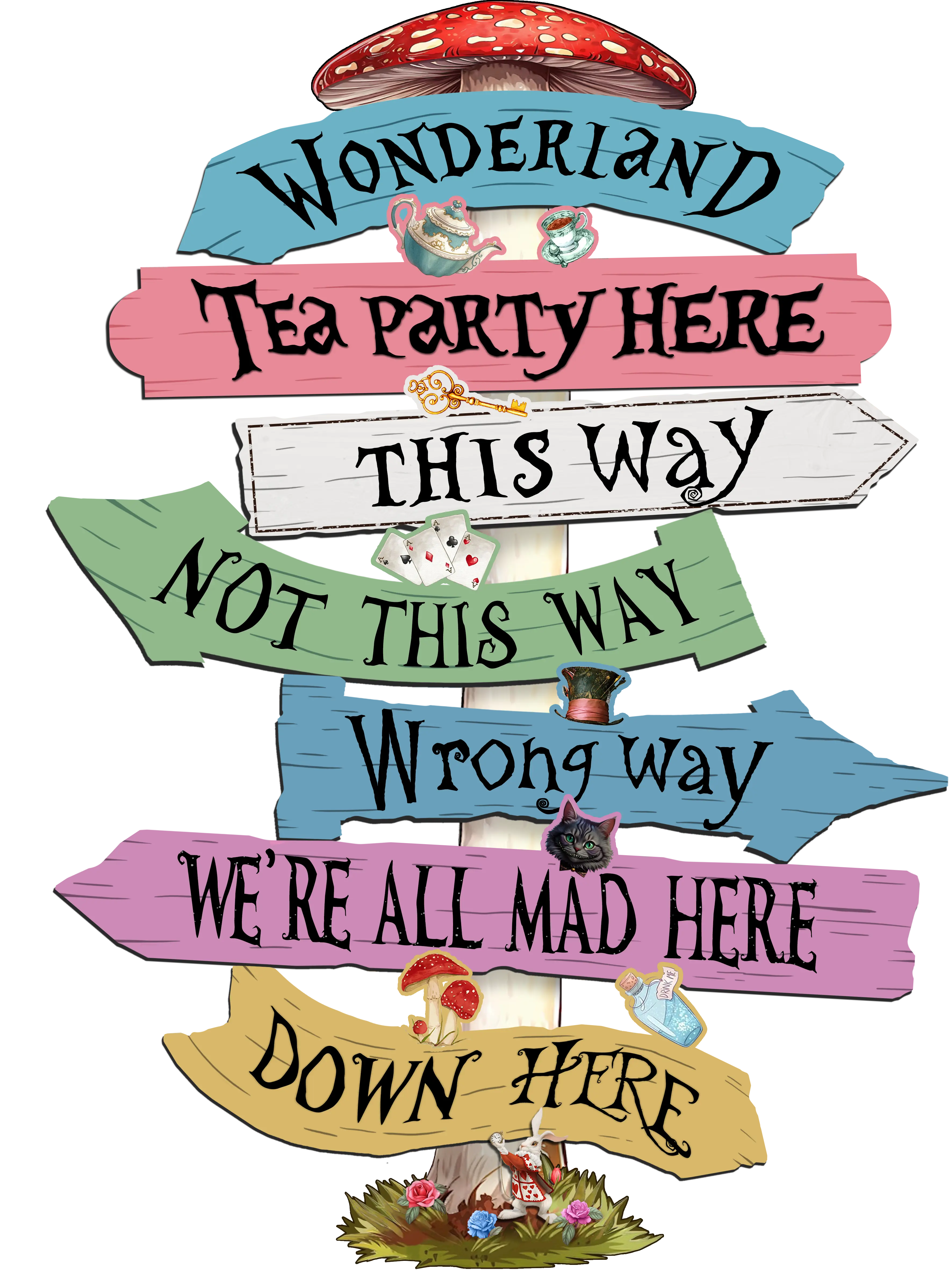 Welcome To Wonderland Directional Arrows Sign,16x12,Wonderland Party Decorations,Kids Room Decor For Girls