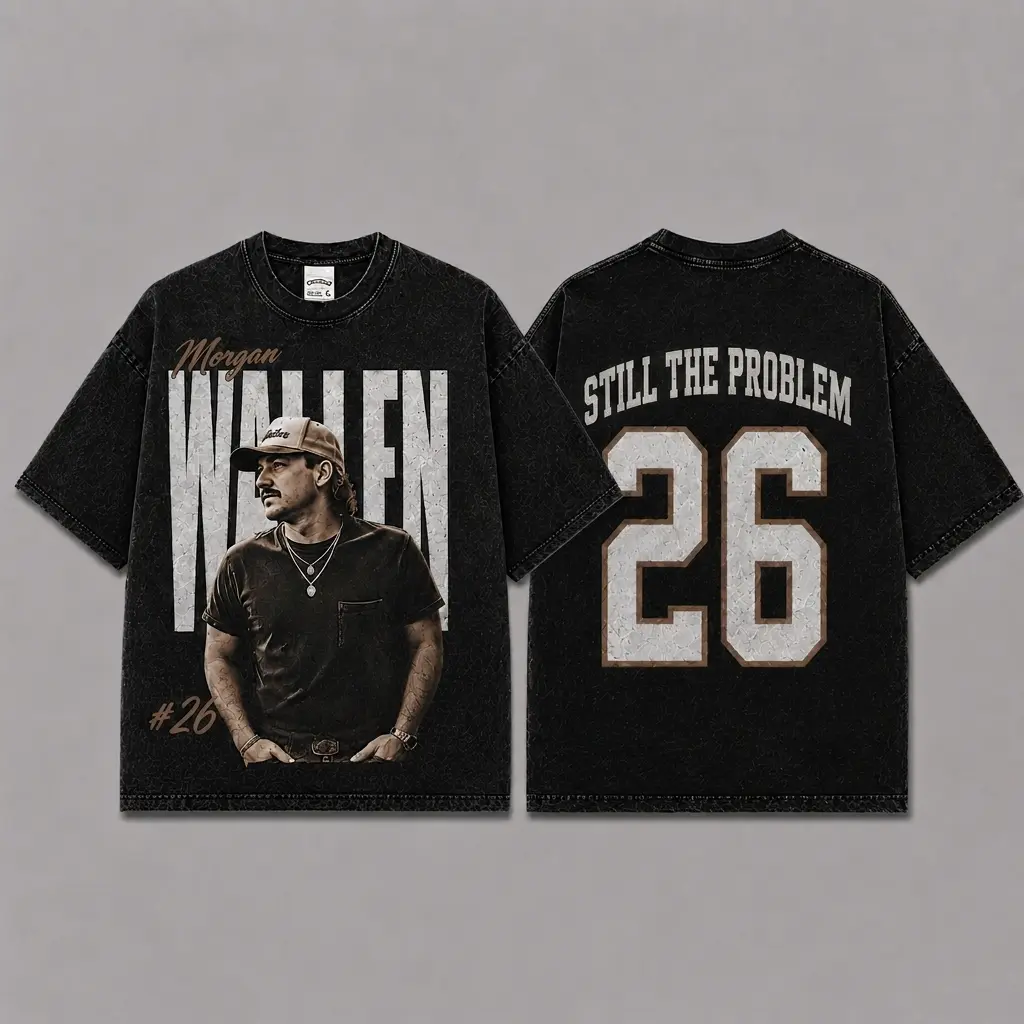 Wallen Still The Problem Tour 2026 Acid Washed Unisex Oversized Premium Cotton T-Shirt, Vintage Music Merch T-Shirt, Music Country Style, New Album Gift For Fans