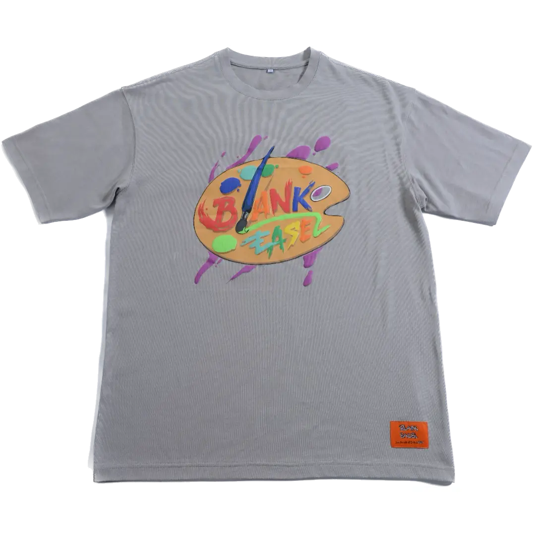 Blank Easel Puff Print Off Gray T-Shirt