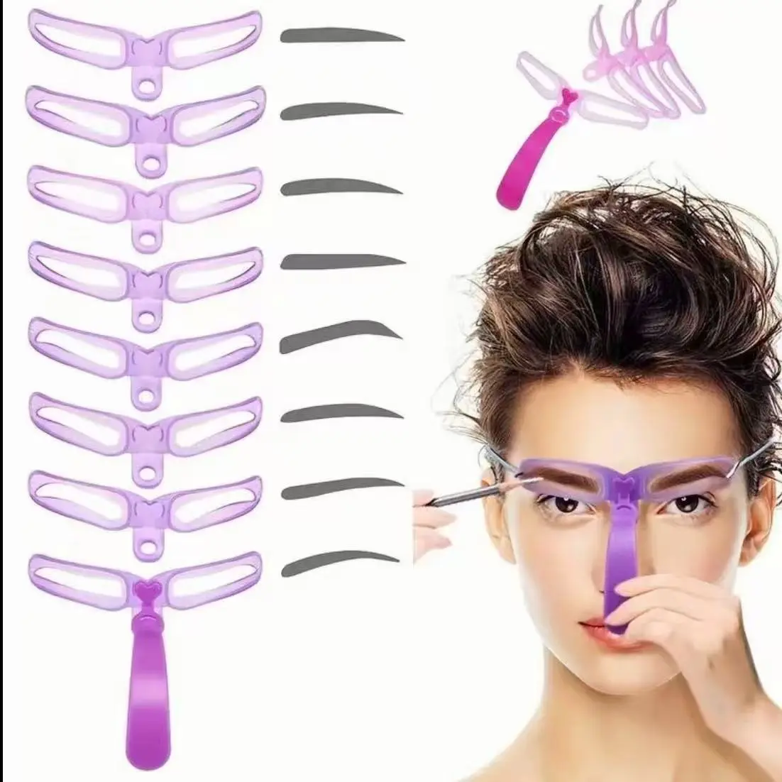 8-Piece Eyebrow Drawing Cards Set, Eyebrow Styling Kit, Makeup Tools & Accessories, Cosmetic Makeup Tool, Perfect for Beginners, Enhance Your Brow Game, Ideal Gift Idea