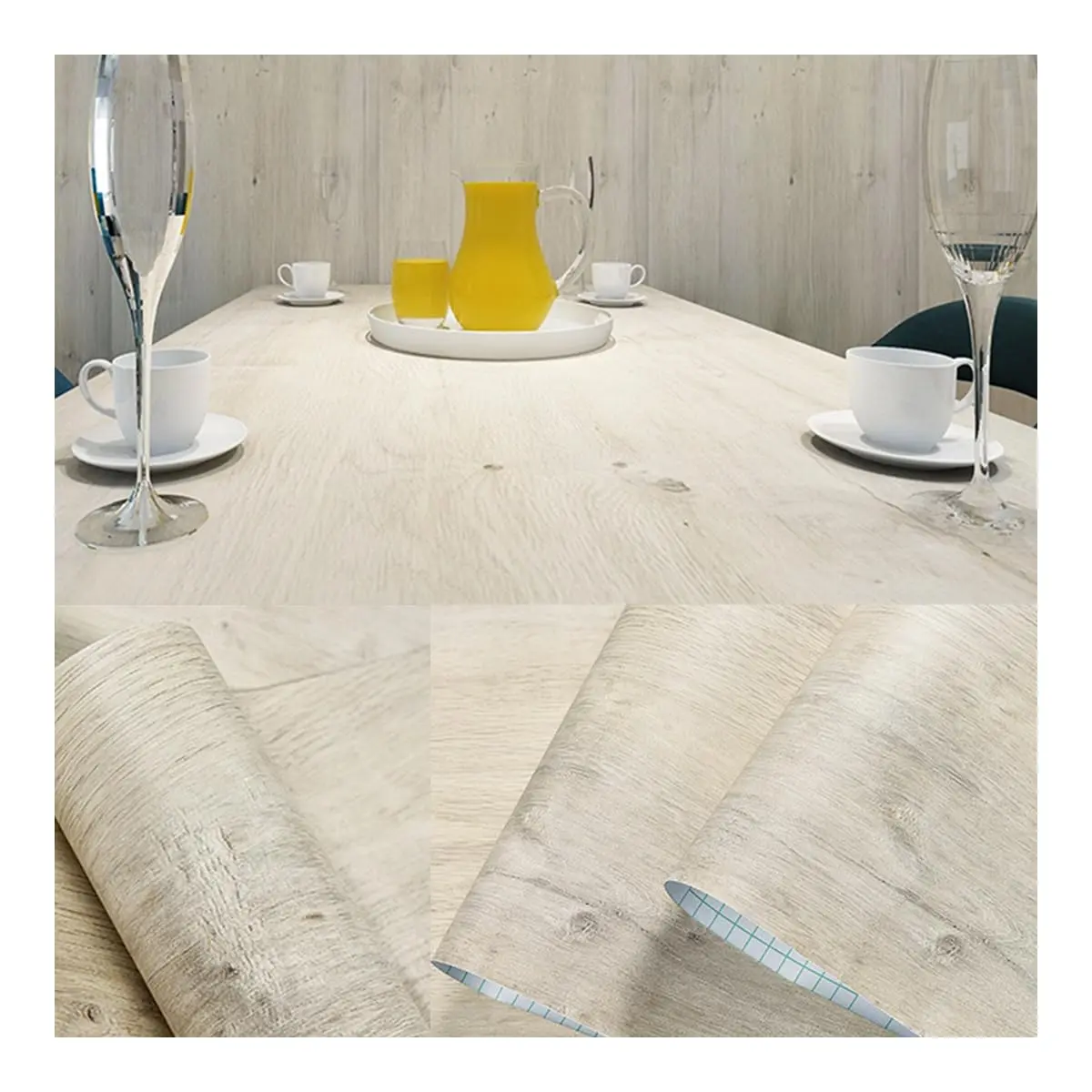 Wood Grain Self Adhesive Wallpaper Anti-oil Water-proof Easy to Clean Peel and Stick Wood Contact Paper Decorative Vinyl Film for Cabinets, Table, Furniture Renovation