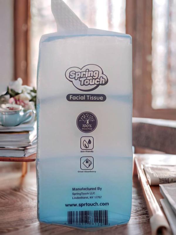NY Local Delivery 1-2 Days!Spring Touch Ultra Soft 4-Ply Facial Tissues - 6 Packs (600 Sheets), Super Absorbent for Home & Travel, Gentle on Skin