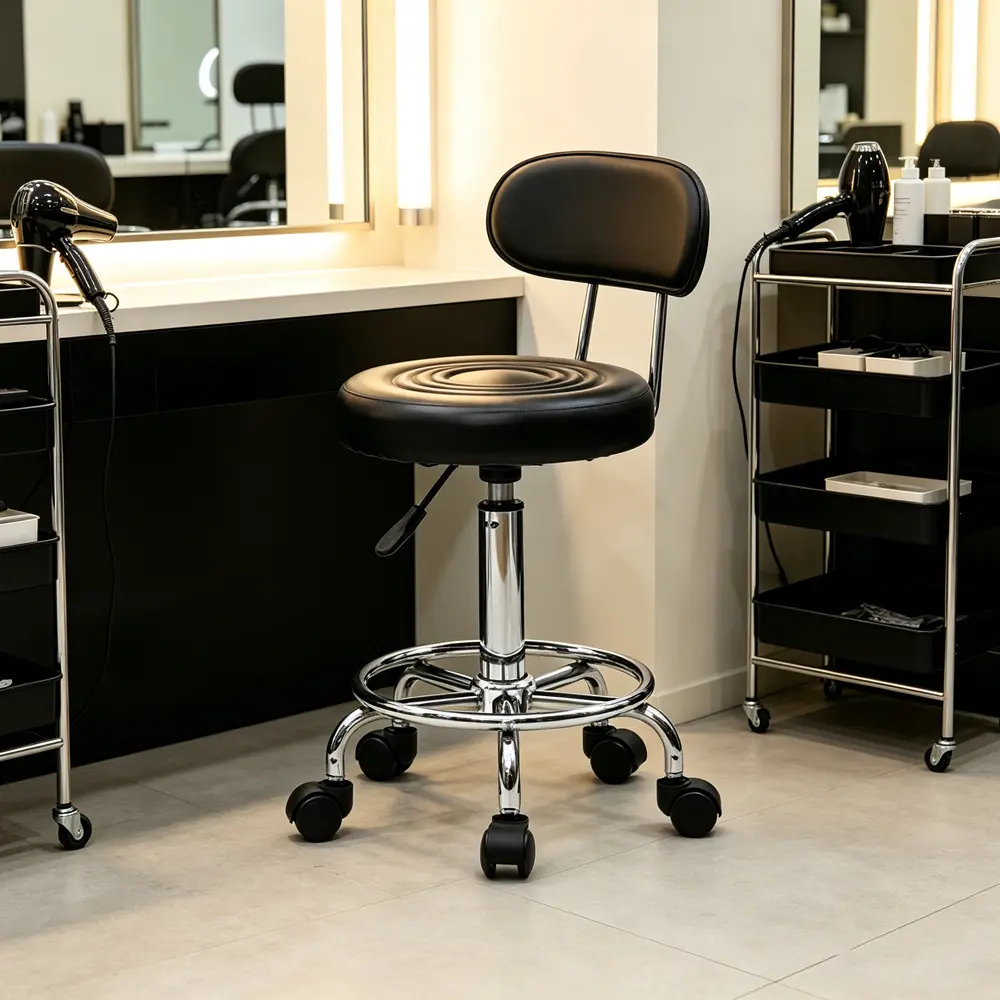 Professional Salon Stool with Adjustable Height and Swivel Base for Hairdressers and Estheticians