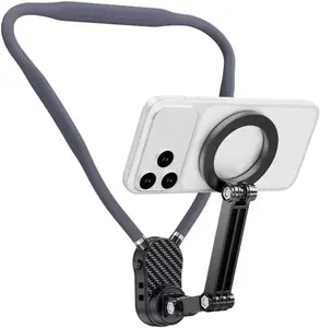 Magnetic Neck Mount for Phones, Neck Cell Phone Holder POV/Vlog Selfie Mount Hand Free Phone Neck Holder Chest Stand Strap Video Recording for iPhone 17 16 15 14 13 12 Seires Android Phones