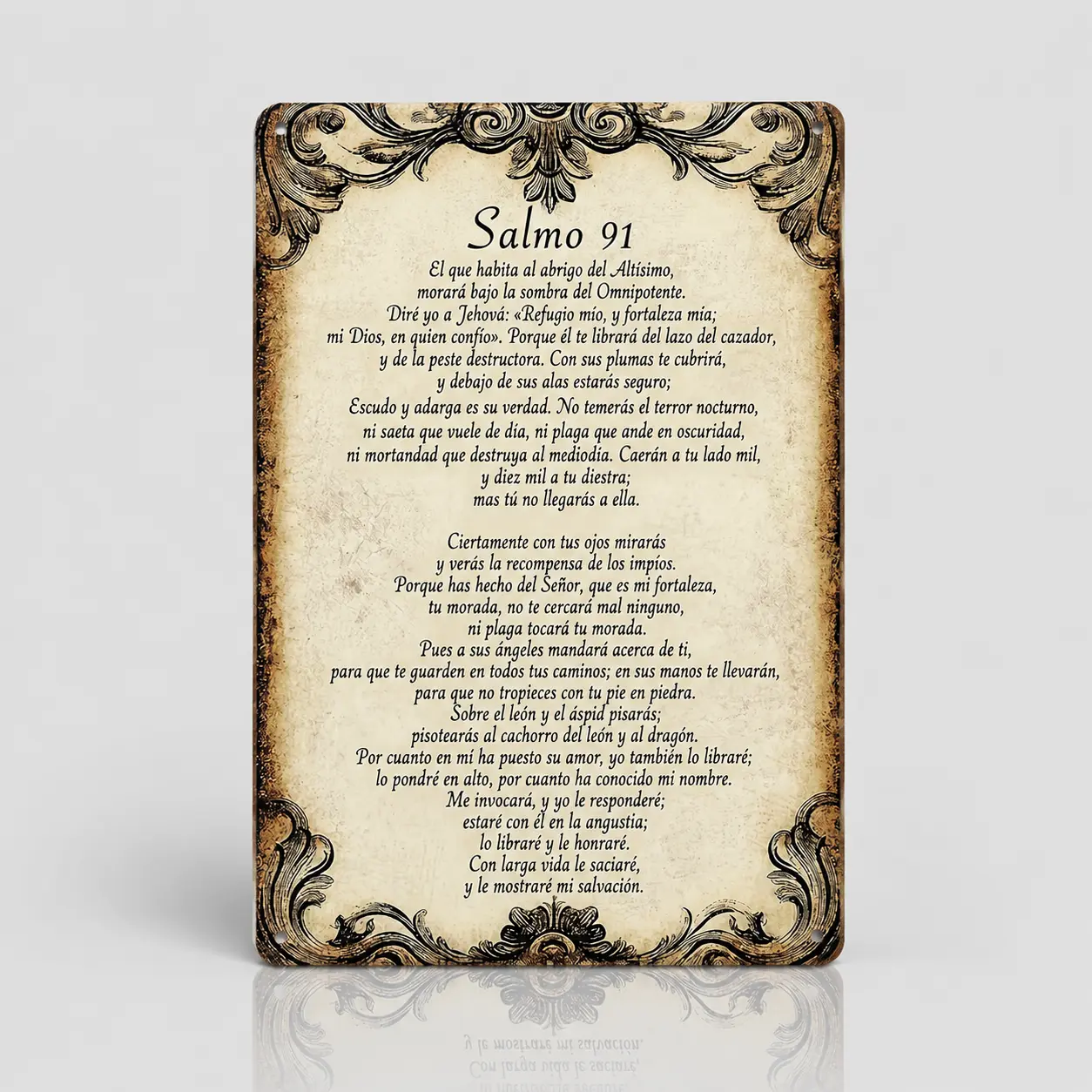 8×12in Vintage Rectangle Metal Tin Sign - Psalm 91 Bible Verse Wall Art Plaque, Lightweight Religion Decor Sign, Christian Home Decor Product for Faith Enthusiasts, Father's Day Gift for Bedroom