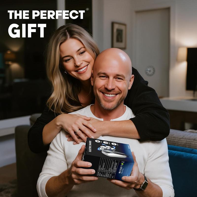 WAEN Head Shaver for Bald Men, Coklean 1400mAh Detachable Electric Shavers Rechargeable Rotary Shaver with LED Display & 8500RPM Motor IPX6 Waterproof Dry/Wet Electric Razor, Gift for Dad Husband