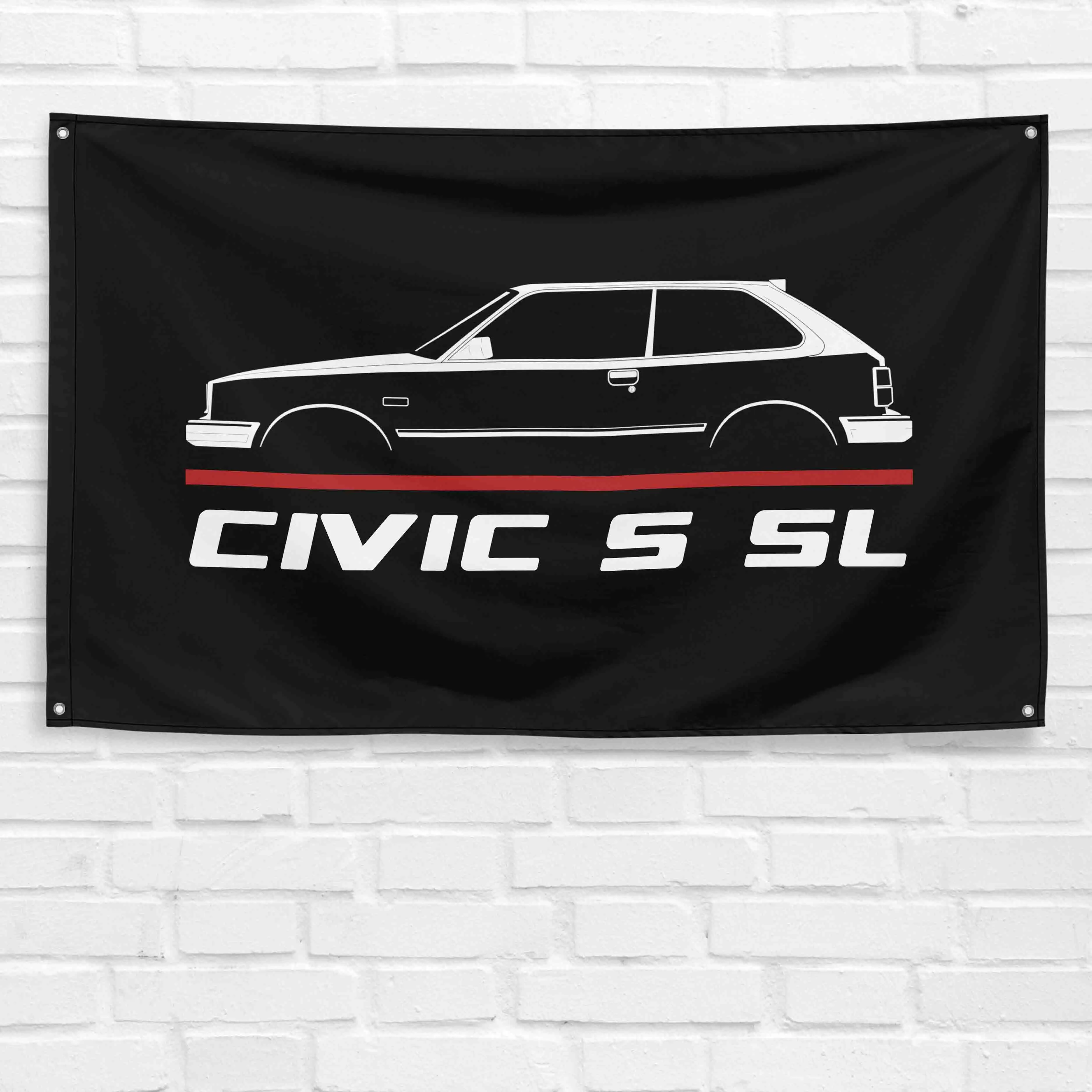 Civic S SL 1980-1983 Car Decorative Polyester Synthetic 3x5 ft Hangable Flag Banner, Lightweight, Bold-Color Hanging Wall Decor for Home, Garage