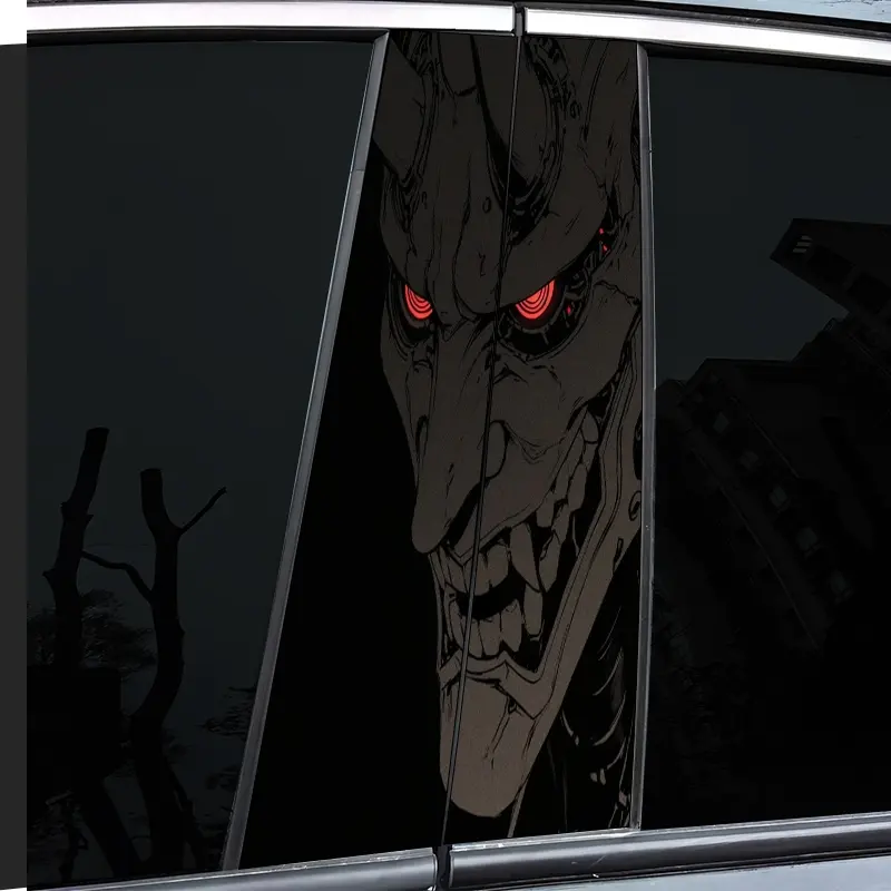 2 Pieces 2PCS Tide Cool Diablo Red Eye Ghost Mask Skull Decal Car Stickers, Car Decals, Durable Vinyl, Semi-Mist, Easy to Stick - Ideal for Glass and Metal Surfaces