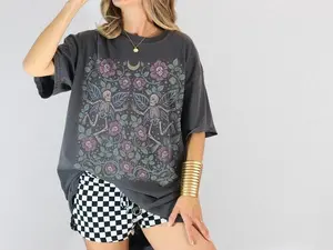 [Sale off up to 50%] Fairy Garden Comfort Colors T-Shirt Gothic Floral Skull Fairycore