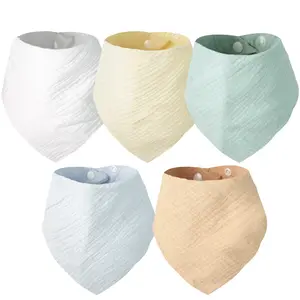 5 Piece Soft Absorbent Flannel Bibs with Snap Closure, Unisex Baby Bibs for Teething and Saliva, Gentle Skin, Durable, Baby Shower