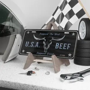 [SALE 50%] USA Beef Support Local License Plate Cowboy Western Rancher Personalized Livestock License Plate Patriotic Cattle Producers Truck Accessory