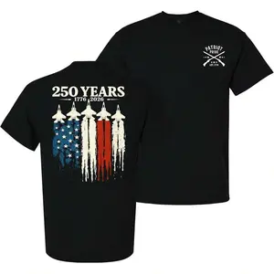 Patriot Pride Men's Patriotic Graphic T-Shirt – 250 Years Of America 1776–2026 Jet Flag Anniversary Design