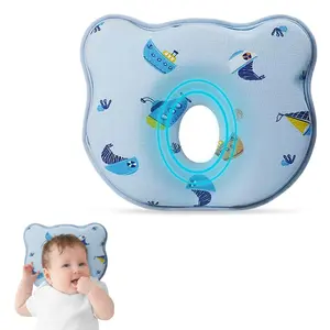 Memory Foam Baby Pillow Adorned with Cute Cartoon, Soft and Cozy Material, Breathable Bedding for Infants to Avert Flat Head Condition