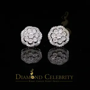 Diamond Celebrity's 0.40ct Diamond 925 Sterling Silver White Floral Earrings For Men's / Women's