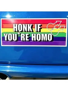 Funny Gay Pride Rainbow Magnet Bumper Easter ldeas Sticker Unique Designs 7.8X3.1 Inches  Universal Vinyl Decals for Car, Motorcycle Stickers,Car Decorations, Windshield Sticker, AdhesiveVinyl Decal, Truck Decals