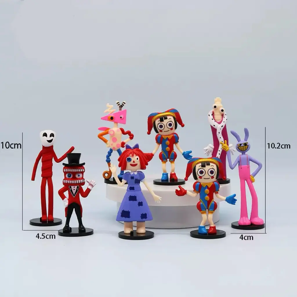 8Pcs The Amazing Digital Circus Action Figures Set Pomni Jax Rabbit Clown Model Dolls Anime Figurines Cake Toppers Home Decor Kids Birthday Christmas Gift Collectible Toys