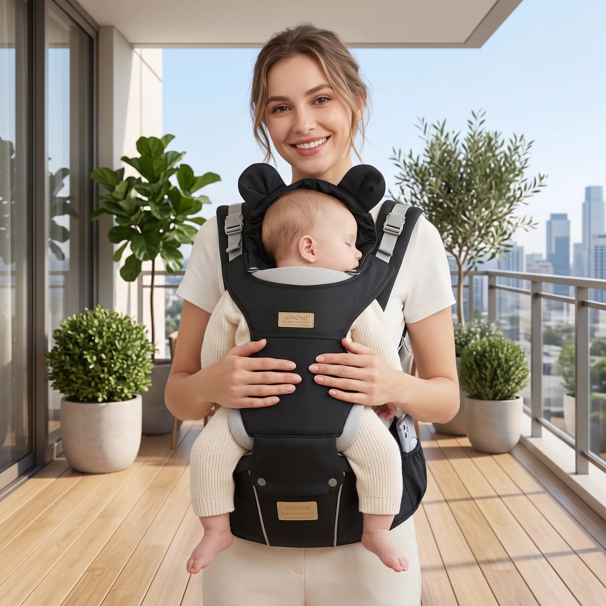 Premium Adjustable Baby Wearing Carrier with Hip Seat for Comfortable All Day Wear Eco Friendly Materials Lightweight Breathable Design TikTok Made Me Buy It Parenting Hack portabeb velcro child in fit newborn