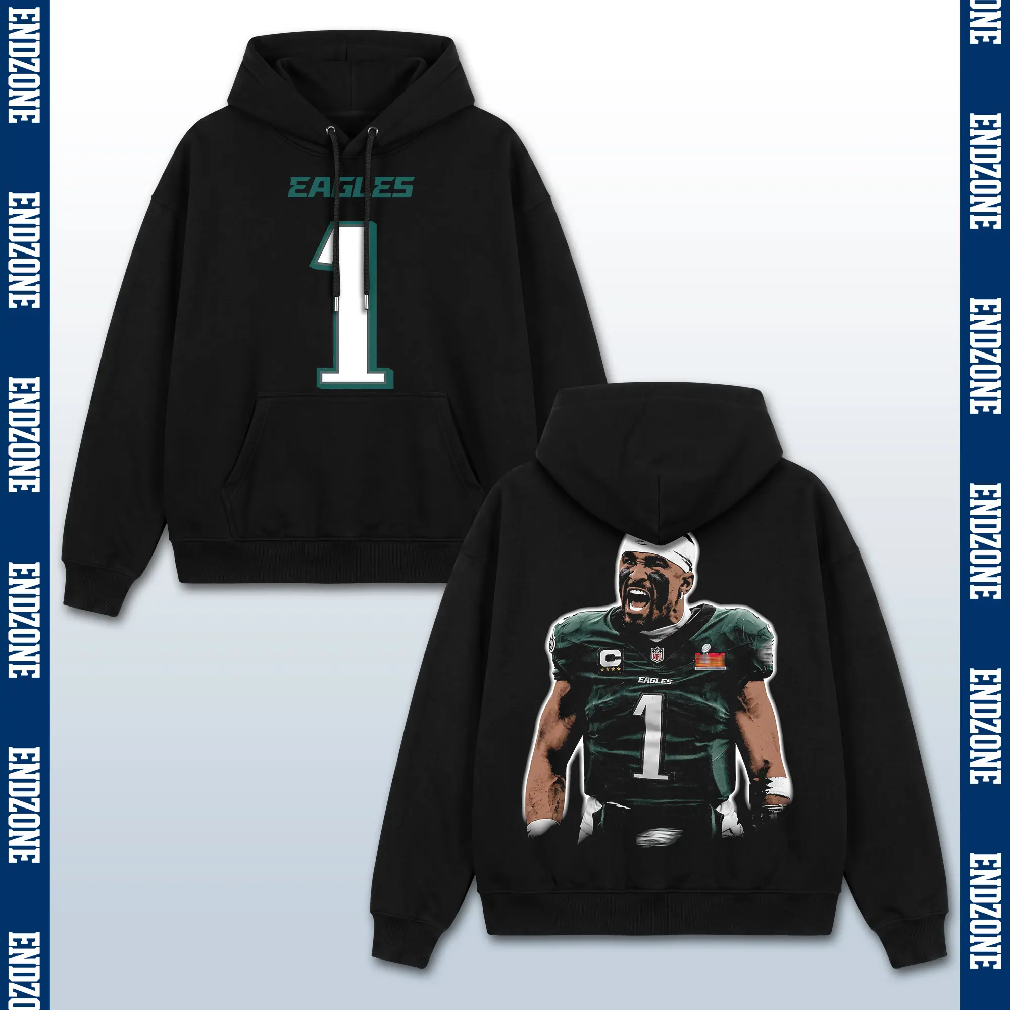 Jalen Hurts Signature T-Shirt Hoodie Sweatshirt, JH1 QB Apparel, Philly Football Fan Merch, Philadelphia Engles Sports Apparel, Retro Bootleg Game Day Outfit, Pro Football Season Gift, Men Women Heavyweight Oversized Black Vintage Football Clothing