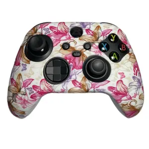 Silicone Pink Lilies Themed Controller Grip for Xbox Series X Controller Accessories