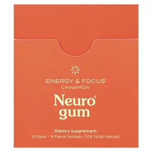 NeuroGum Energy & Focus, Cinnamon, 12 Packs, 9 Pieces Each
