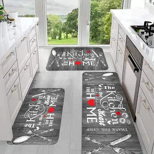JIT 1pc Simple Flannel Grey Woodgrain Heart Pattern Decorative Carpet for the Heart of the Home Kitchen Carpet Set, Flannel End Table Set Rug, Slip-resistant washable end table soft carpet, suitable for kitchens and laundry rooms carpets