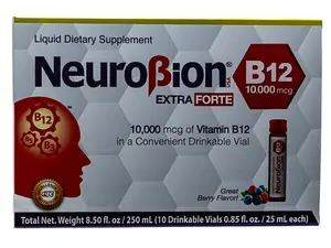 Neuro Extra Forte Berry Flavored Dietary Liquid B12 Vitamin Supplement Drink Mix (10,000 mcg) - 10 Unidose Vials, for Fitness