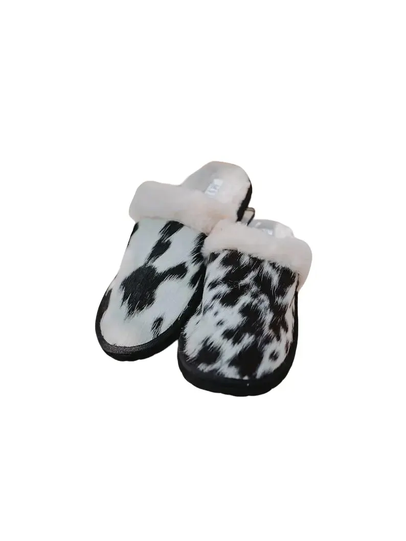 Genuine Cowhide Western Slippers House Shoes for Cozy Home Wear