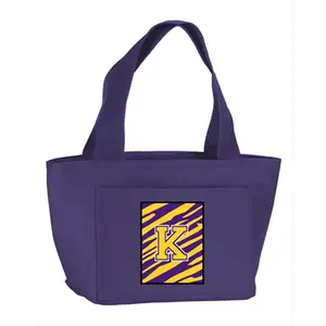 212 MAIN Monogrammed Tiger Stripe Purple Insulated Cooler Bag, Functional Lunch Bag with Zip Closure, Cooler Bags