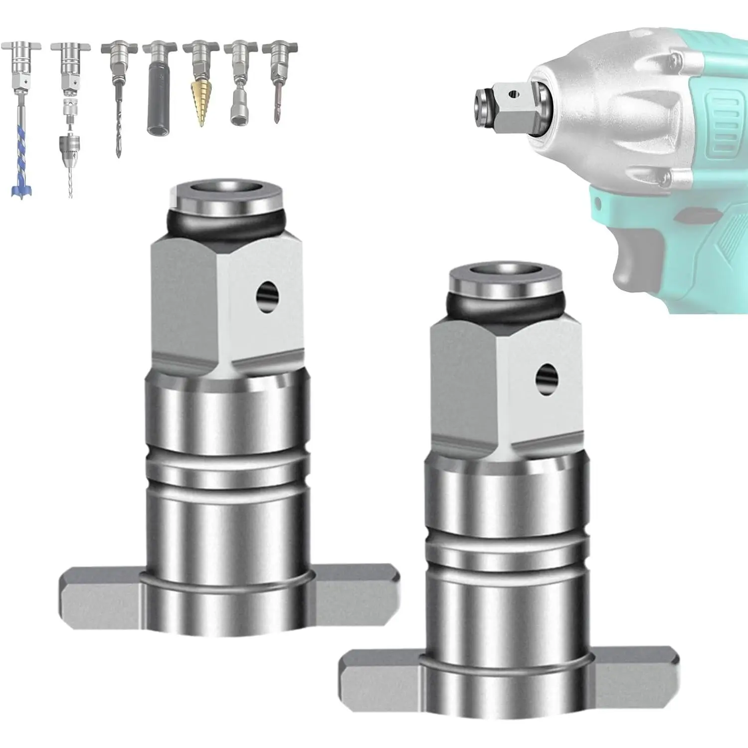 2-Pack Chrome Vanadium Alloy Steel Shaft Conversion Heads, Power Tool Accessory for Electric Wrenches, with Internal Strong Magnet for Bit Drills & Charging Tools