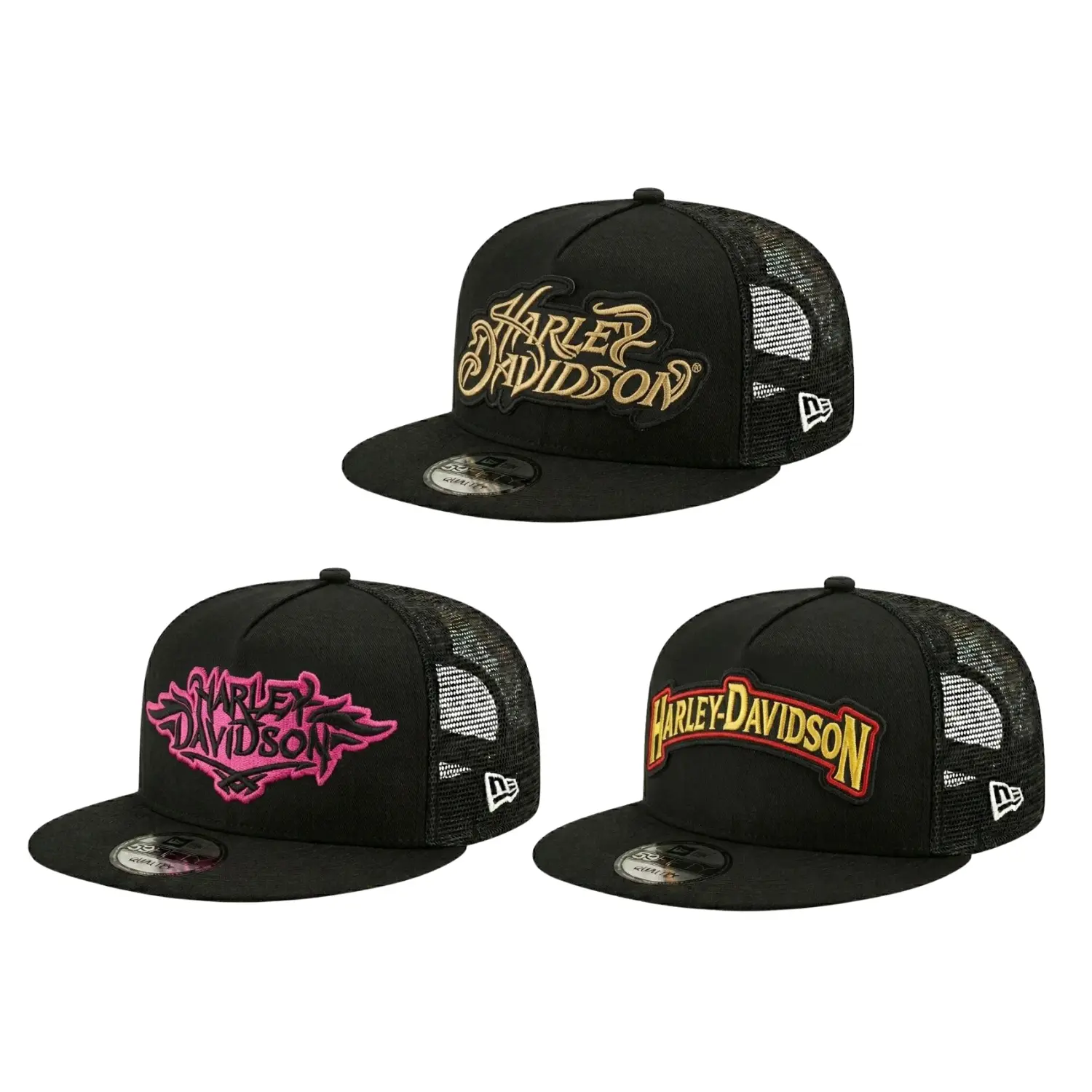 Vintage Motorcycle Script Embroidered Trucker Hat, Retro Rider Inspired Mesh Back Snapback Cap with Classic Biker Graphic Designs, Black Adjustable Baseball Hat for Men Women, Old School Garage Streetwear Accessory for Outdoor Riding and Daily Fashion