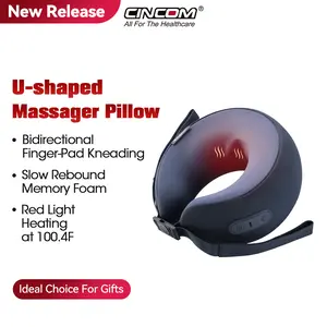 CINCOM U-Shaped Neck Massager Pillow（Midnight Blue） for Cervical Support, with Soothing Heat & Kneading, 360° Memory Foam Support, Cordless, Rechargeable & Portable, Perfect Gift for Black Friday, Thanksgiving, Christmas, Birthdays & More
