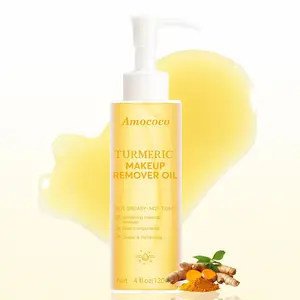 Amococo Turmeric Makeup Remover Oil, deep cleansing, moisturizing and oil-control, refreshing and non-greasy, cleansing without residue, non-tightening, suitable for sense skin and all skin types 120ml