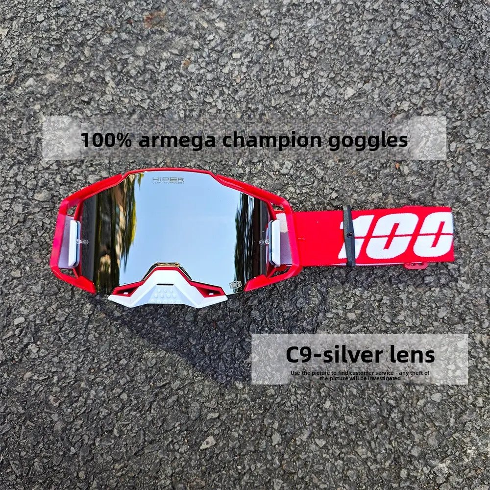 Armega Red Beast C9 Racing Goggles with Silver Lens - Protective Sports Eyewear for Champions, Outdoor Activities