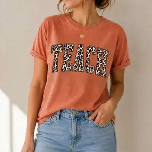 Comfort Colors Leopard Shirt, Teach Love Inspire T-Shirt, Gift for Teachers, Animal Print Teaching Tee, Coquette Teacher T-Shirt for Women Men, Unisex