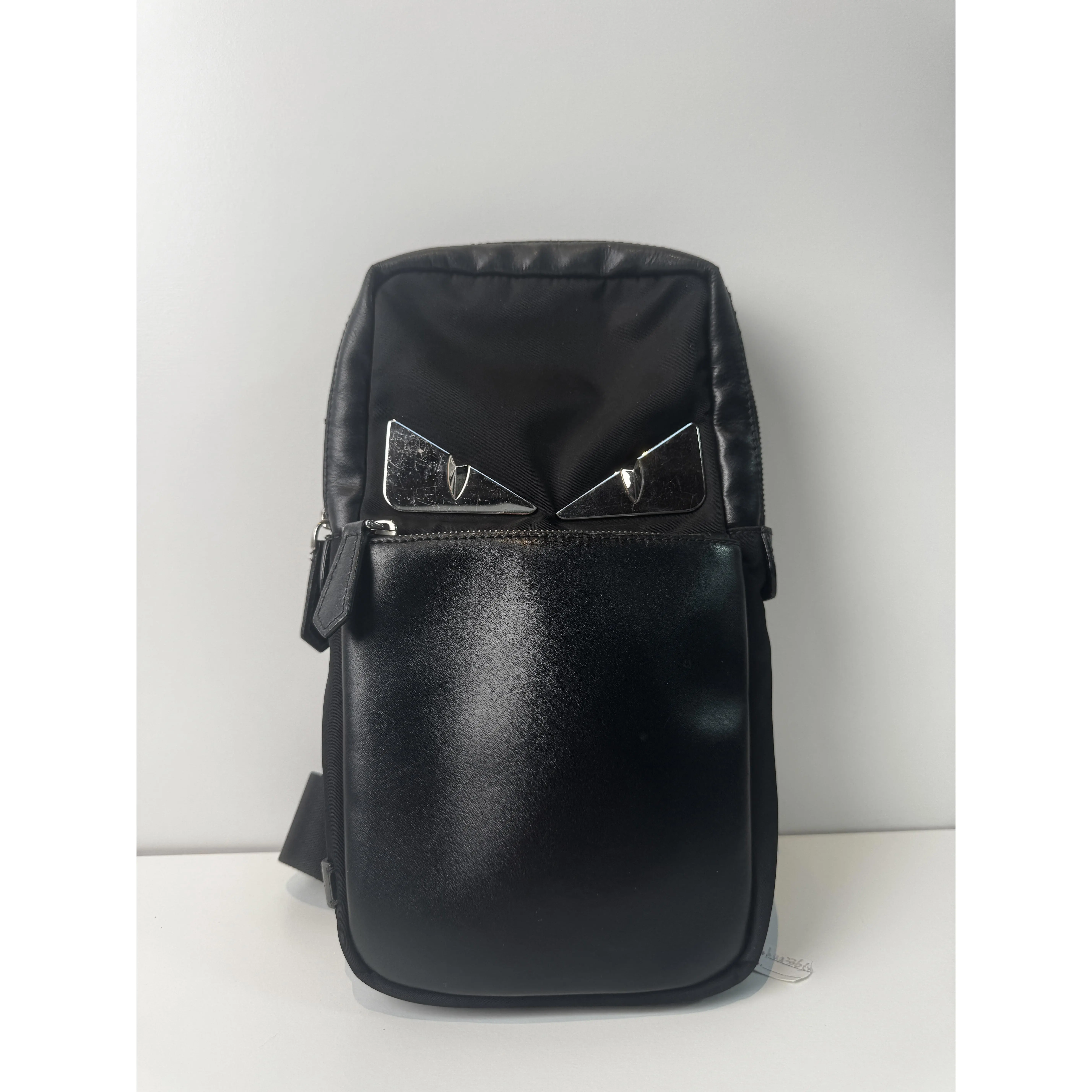 Pre-owned FENDI Leather Mini Bags Monster Bugs Eye Waist Bag Body Men FD4JX
