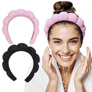 LMMAKE Spa Headband & Wristband Set for Women Girls Terry Cloth Soft Padded Cloud Design Non-Slip Absorbent Properties Ideal for Face Washing Yoga
