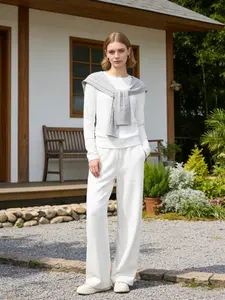 Cable Knit Solid Old Money Aesthetic 55.3% Viscose 26.1% Polyester 18.6% Nylon Lightweight Knitted Shawl Wrap With Tie Detail For Office Commute Spring Summer Fall Versatile Layering Accessory