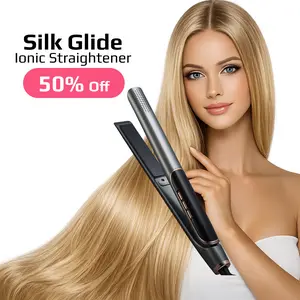 Silk Glide Flat Iron Hair Straightener and Curler 2 in 1,Titanium Flat Iron,One-Pass Wonder 10S Fast Heat Up, Glide & Shine Straightener with Dual Voltage (1.18 Inch), Negative Ions Frizz-Free Shine, Silky on Contact,hair straighteners,crimper for hair ti
