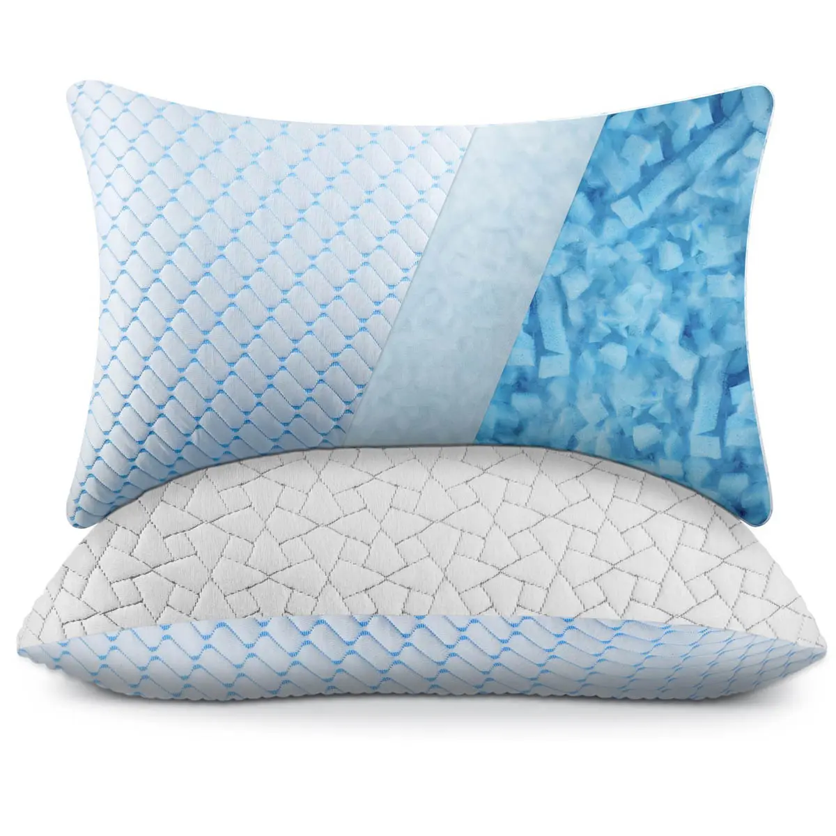 Memory Foam Pillows Queen Size Set of 2, Memory Foam Pillows 2 Pack, Adjustable Cube Pillow for Side Sleepers, Back, Stomach, Hot Sleepers (20"x 30")