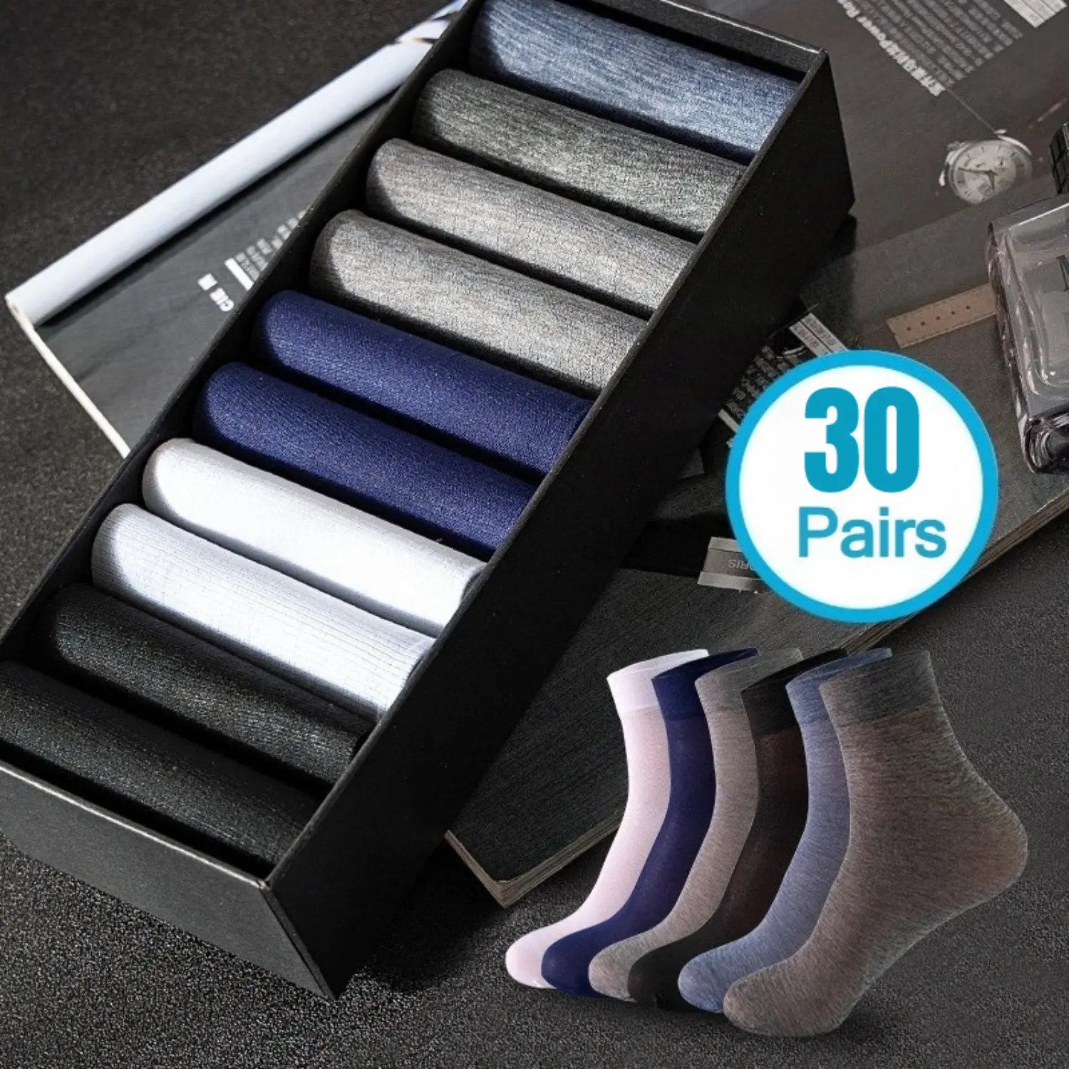 Women's Sheer Knee Highs with Bow Detail, Thin Ice Silk Nylon, Breathable Mixed Calf & Knee-Length Fit, 30 Pairs Mixed Pack, Lightweight, Socks Pairs, Bulk Socks