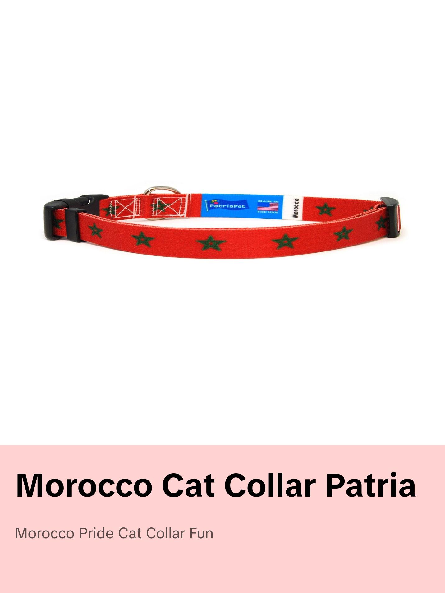 Cat Collar with Morocco Flag | Great For National Holidays, Festivals, Parades, Sporting Events, Pride Events