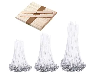 Candle Wicks Set 150 Pcs Candle String Cotton Wicks with 50 Pcs Wooden Candle Wick Holders Wick Centering Device for Candle Making