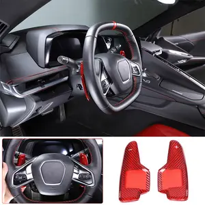 4-Piece Set of Genuine Carbon Fiber Paddle Shifters - Red, Suitable for 2022+ Corvette C8
