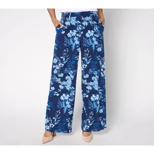 Joan Rivers Petite Bitsy Stretch Woven Wide Leg Trouser Pant