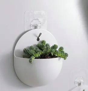 1pc Plastic Hanging Wall Flowerpot Hydroponics Planter Decor For Wall, Green Plants And Flowers