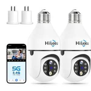 10X Zoom 3MP Hiseeu Light Bulb Security Camera Wireless,PTZ Light Socket Security Camera for Home,Color Night Vision, 2-Way-Audio, Auto Tracking & Alarm, WiFi 5G&2.4GHz, SD & Cloud Storage (Dual Lens)